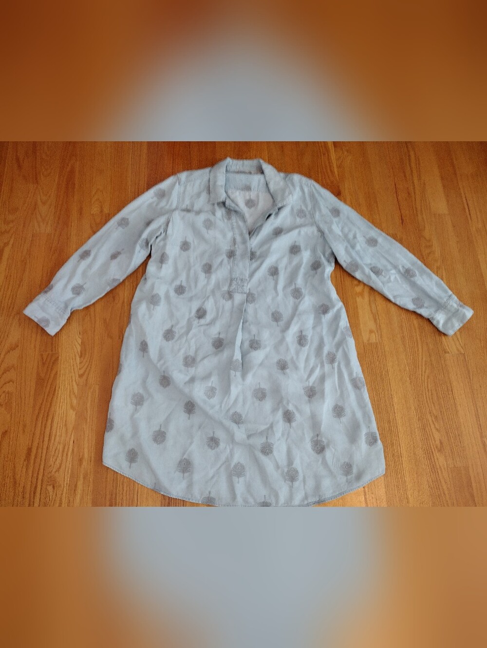 Soft Surroundings Paisley Park Shirt Dress Size 1X Blue Chambray Boho Lagenlook - Picture 2 of 6